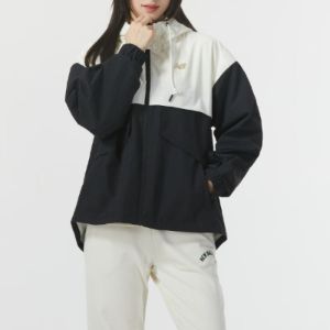 (WMNS) New Balance Color Block Jacket 'White Black' NAE11312-BK sold by KicksCrew