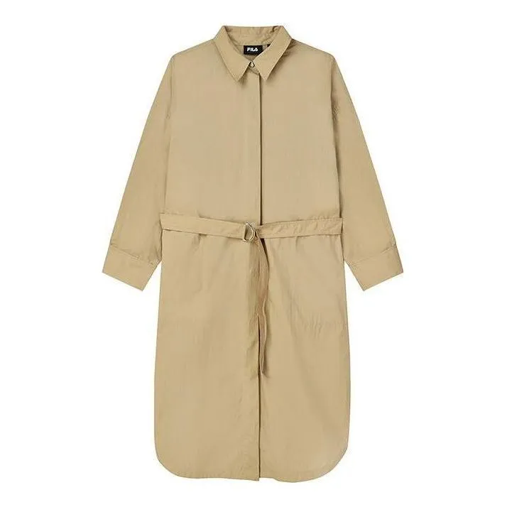 (WMNS) FILA Tie-belt Coat 'Khaki' F11W134704F sold by KicksCrew