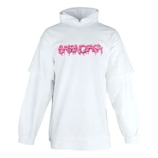 Balenciaga Slime Double Long Sleeve Hooded T-Shirt 'White Bubblegum' 681029TLVF10901 sold by KicksCrew
