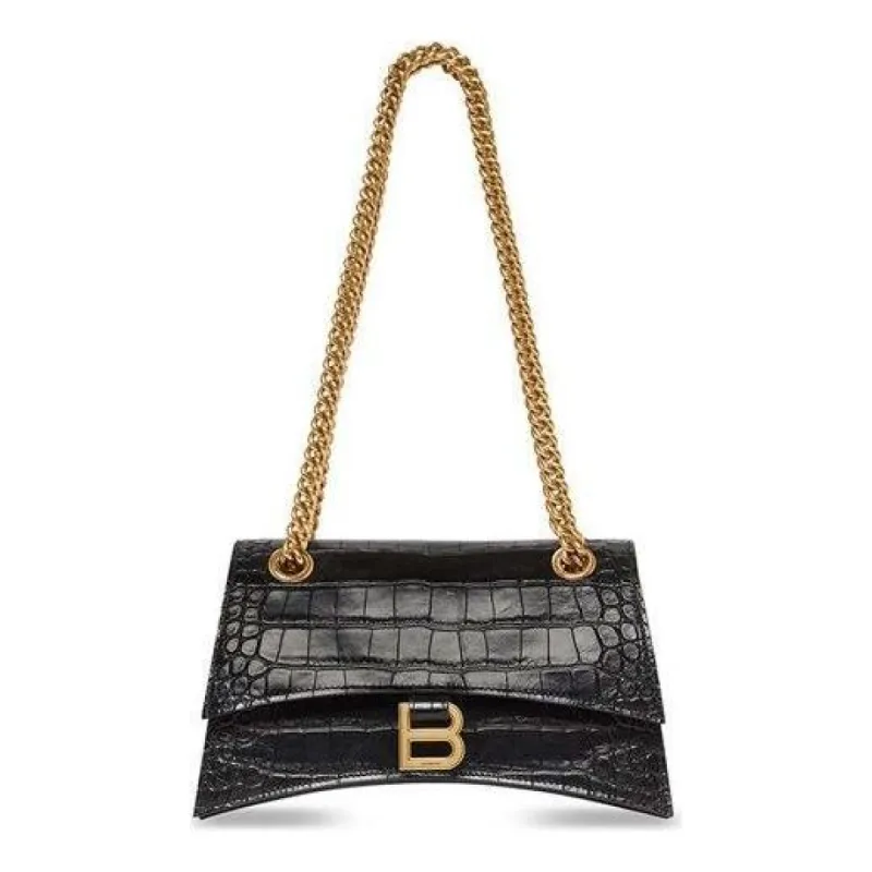 (WMNS) Balenciaga Crush Small Chain Bag Crocodile Embossed 'Black' 716351210IX1000 sold by KicksCrew