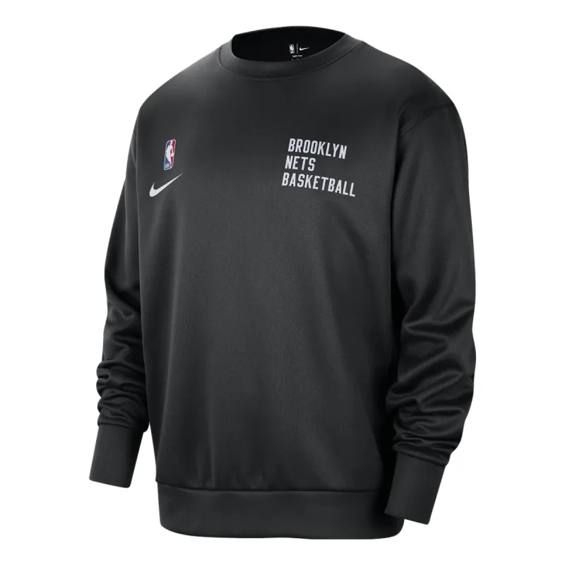 Nike x NBA Brooklyn Nets Spotlight Crew Neck Sweatshirt 'Black' FB3613-010 sold by KicksCrew