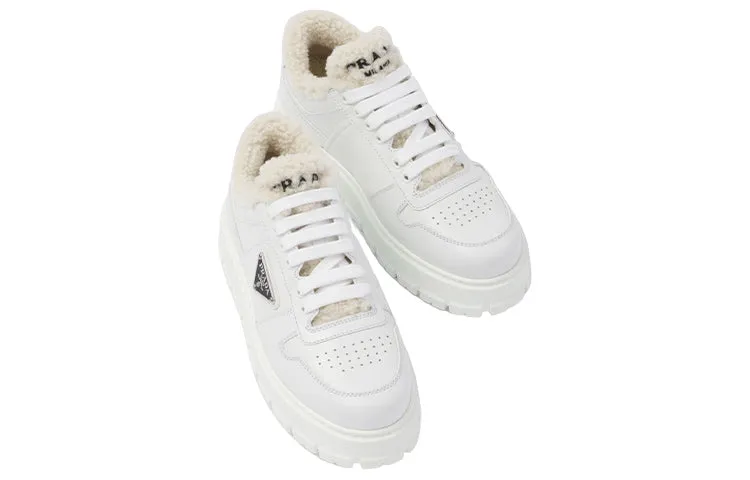 (WMNS) PRADA Leather and Shearling Sneakers 'White' 1E947M_3LEN_F0009_F_ZF45 sold by KicksCrew product image thumbnail 2