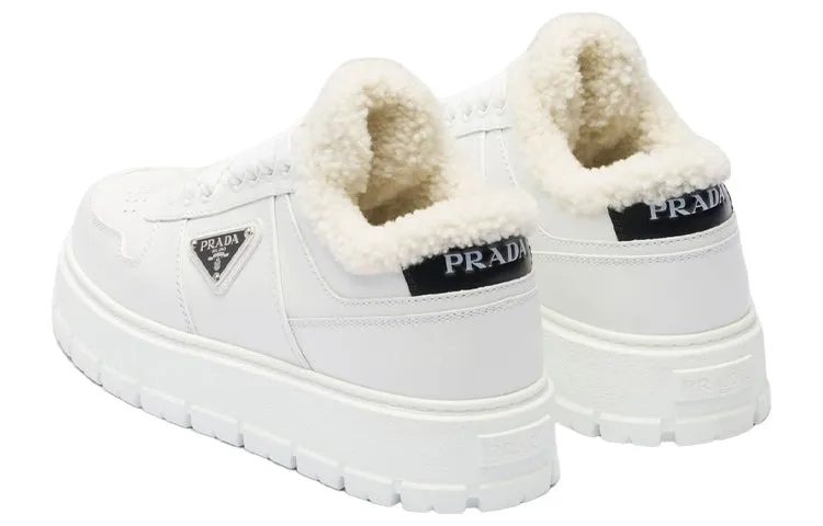 (WMNS) PRADA Leather and Shearling Sneakers 'White' 1E947M_3LEN_F0009_F_ZF45 sold by KicksCrew product image thumbnail 3