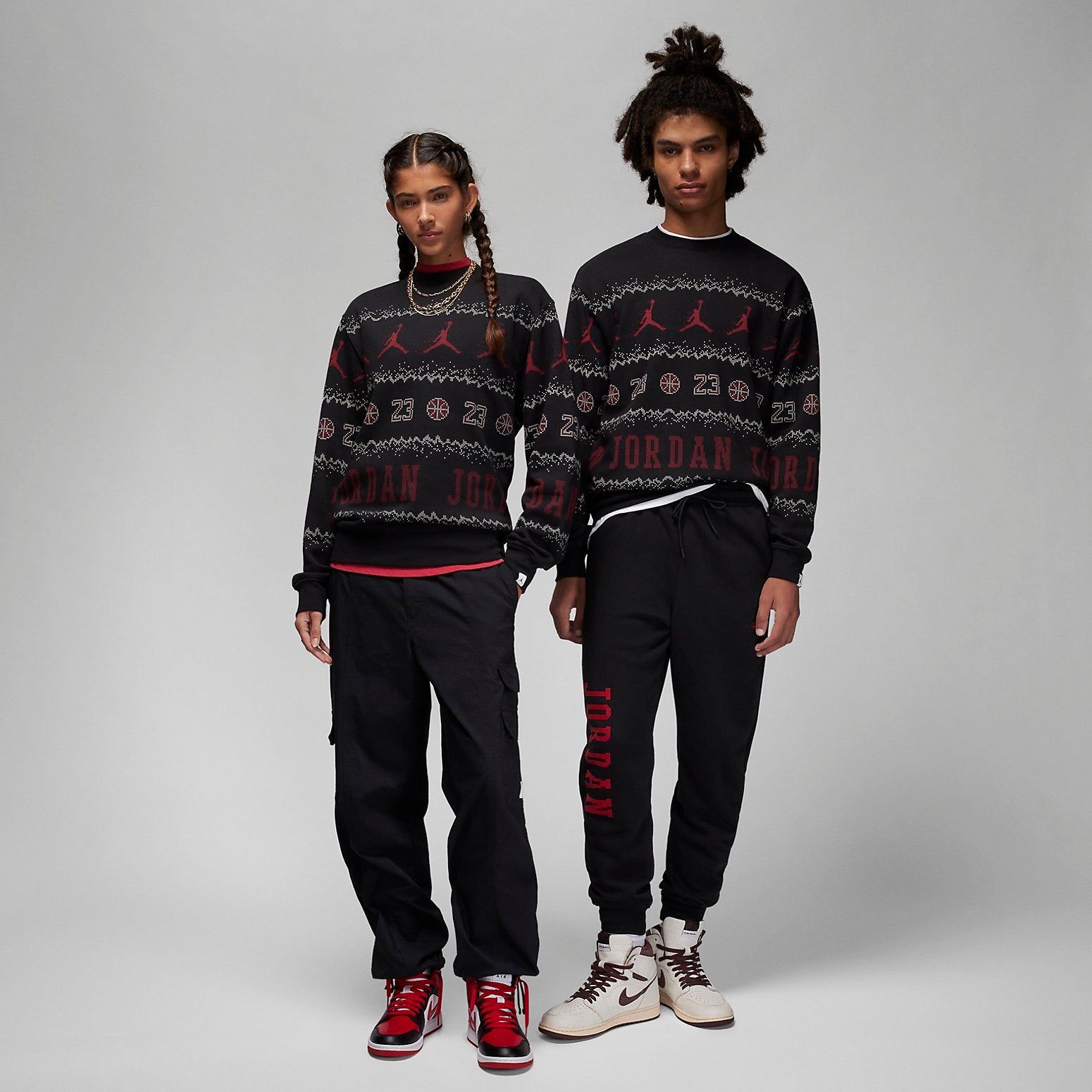 Air jordan essential holiday fleece crew 'Gym Red Black' FD7464-010 sold by KicksCrew product image thumbnail 5