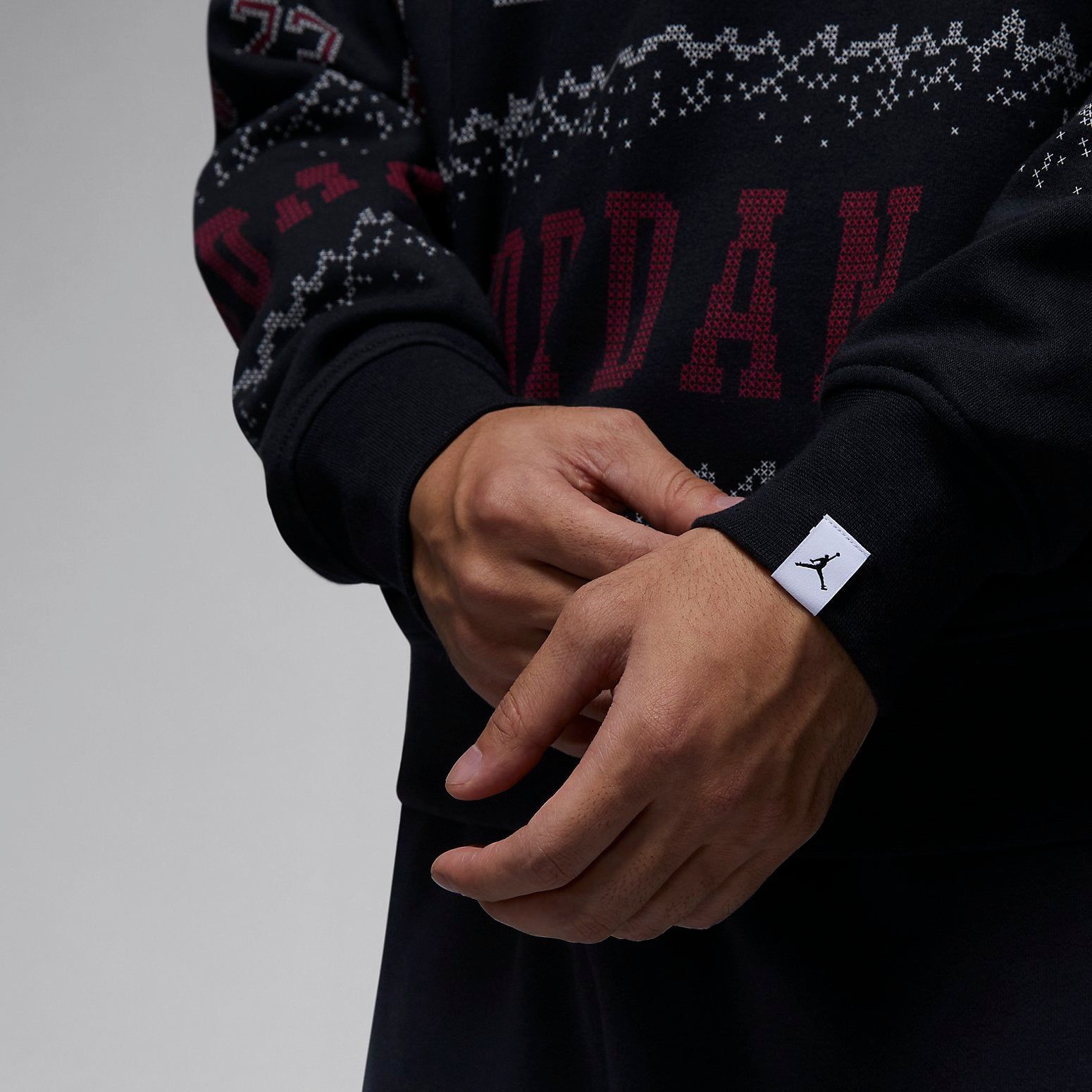 Air jordan essential holiday fleece crew 'Gym Red Black' FD7464-010 sold by KicksCrew product image thumbnail 4