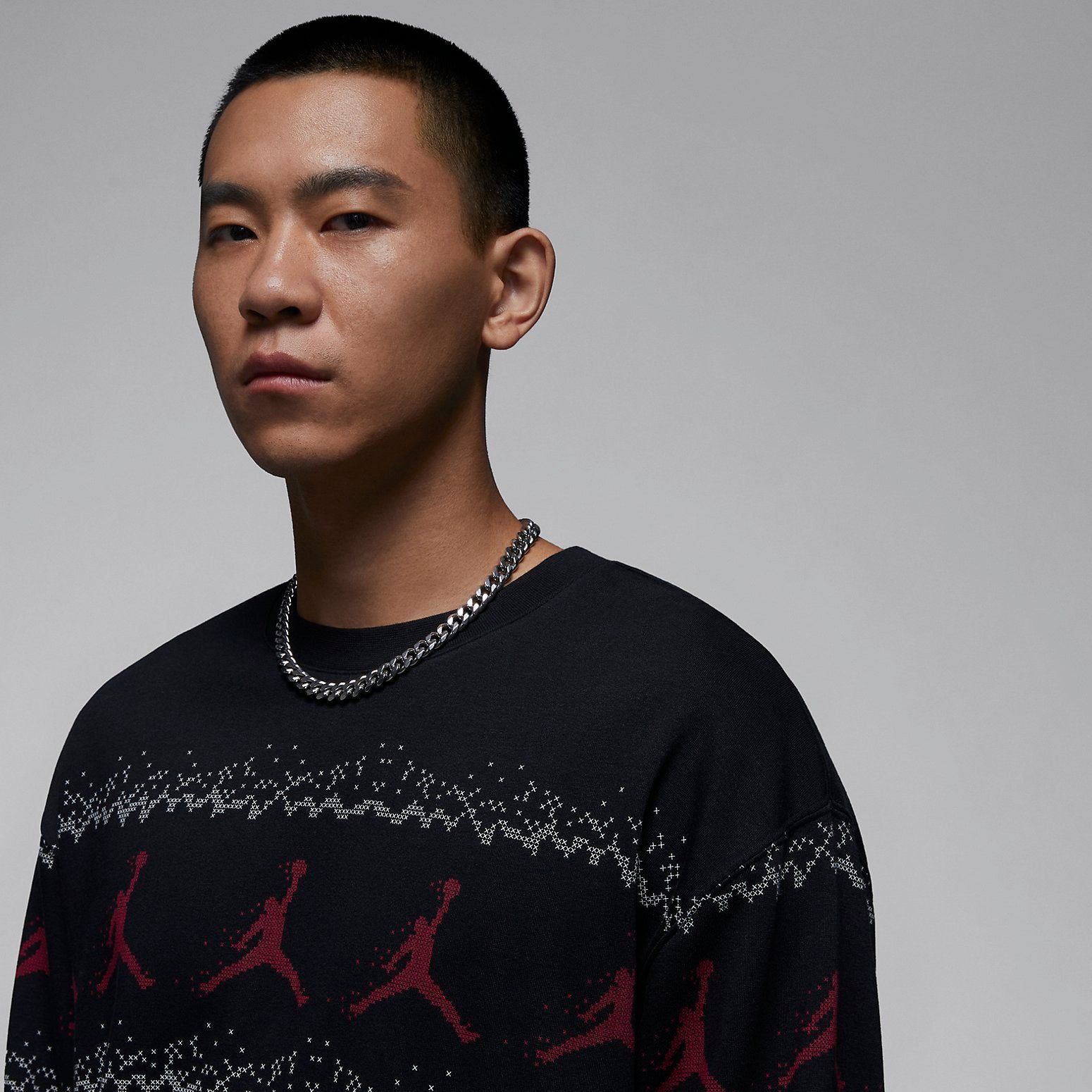 Air jordan essential holiday fleece crew 'Gym Red Black' FD7464-010 sold by KicksCrew product image thumbnail 2