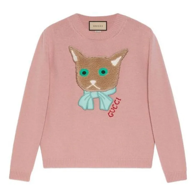 (WMNS) Gucci Wool Jumper With Cat Patch 'Antique Rose' 662173-XKBYI-6183 sold by KicksCrew