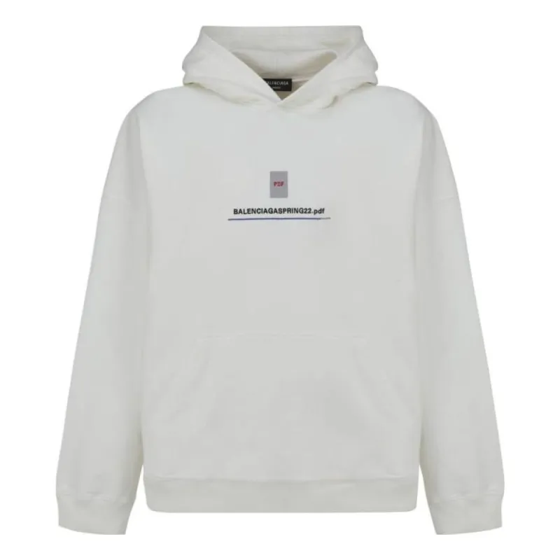 Balenciaga PDF Logo Oversized Popover Hoodie 'Off White' 674986TLVF89016 sold by KicksCrew