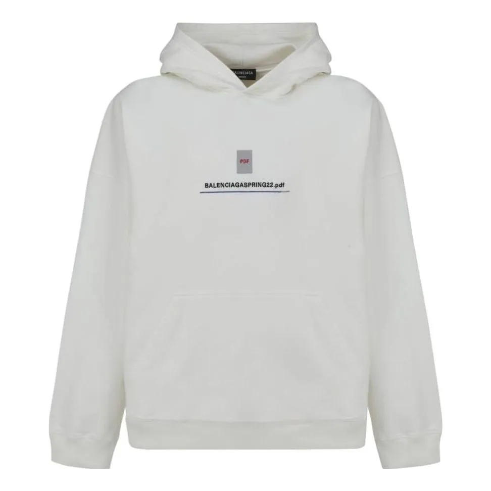Balenciaga PDF Logo Oversized Popover Hoodie 'Off White' 674986TLVF89016 sold by KicksCrew