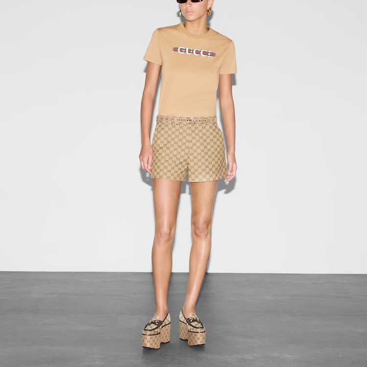 (WMNS) Gucci Cotton Jersey T-Shirt With Print 'Beige' 787299-XJGNW-2293 sold by KicksCrew product image thumbnail 2