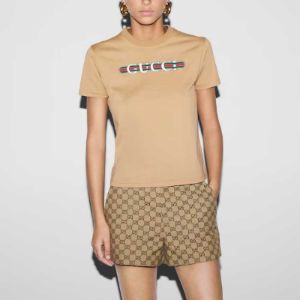 (WMNS) Gucci Cotton Jersey T-Shirt With Print 'Beige' 787299-XJGNW-2293 sold by KicksCrew