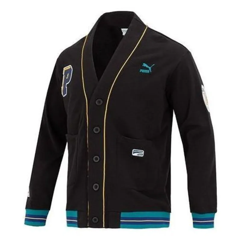 PUMA Team Badge V-neck Jacket 'Black' 677374-01 sold by KicksCrew