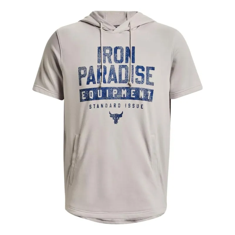 Under Armour Project Rock Terry Short Sleeve Hoodie 'Beige Blue' 1378018-289 sold by KicksCrew