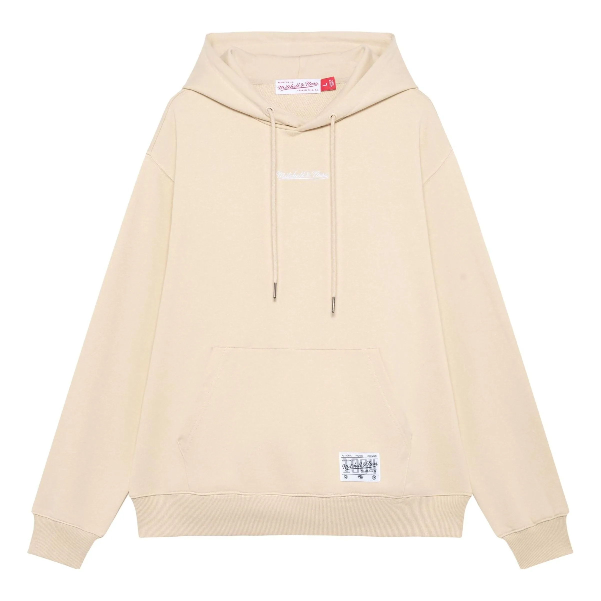 Mitchell & Ness Logo Fleece Hoodie 'Beige' MNRJAWTOHC006-BRN sold by KicksCrew