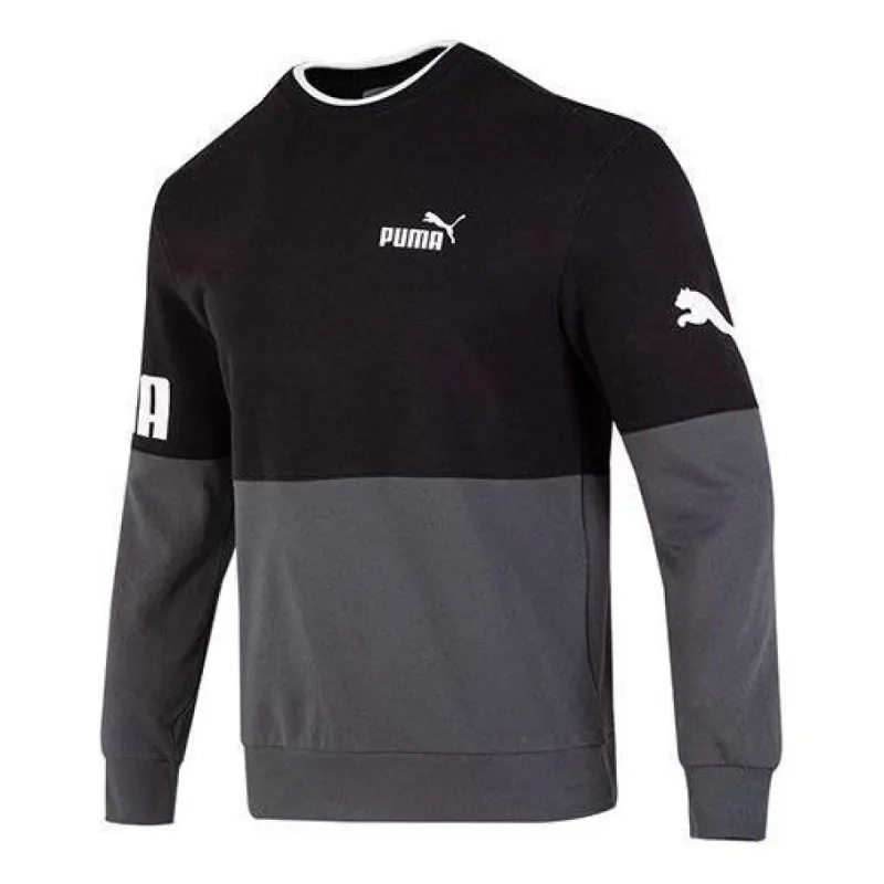 PUMA Power Colorblock Crew Long Tee 'Black' 676666-01 sold by KicksCrew