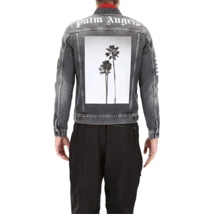 Palm Angels Palm Tree Print Washed Denim Jacket 'Black Wash' PMYE003S182300617601 sold by KicksCrew product image thumbnail 3