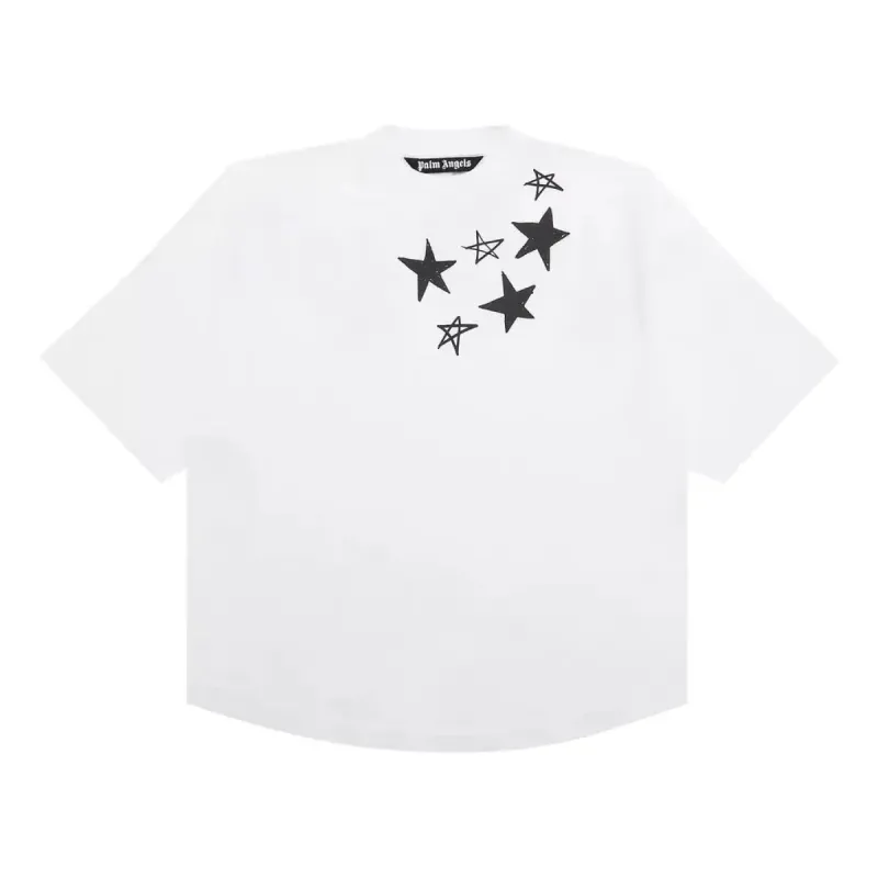 Palm Angels Shooting Stars Overlogo T-Shirt 'White Black' PMAA002F21JER0040110 sold by KicksCrew