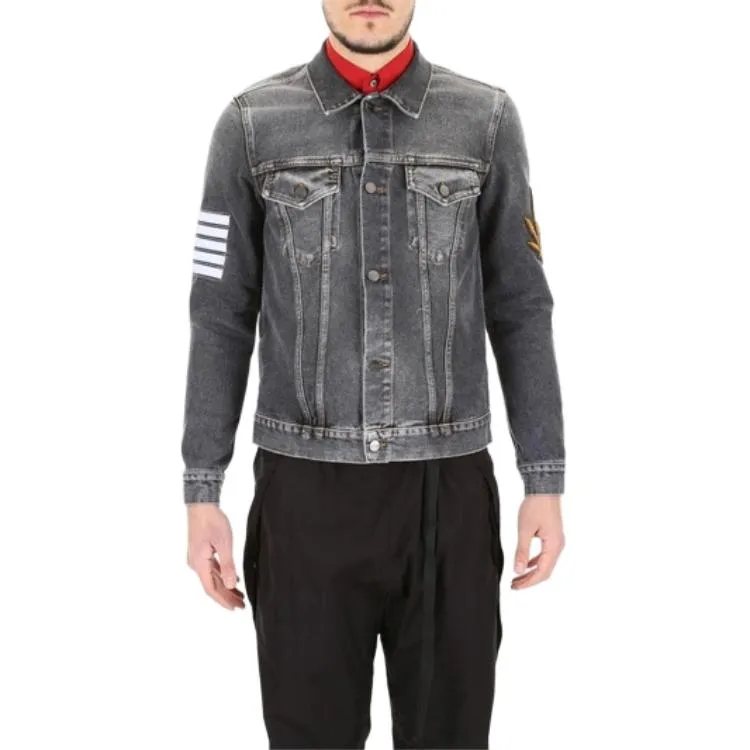 Palm Angels Palm Tree Print Washed Denim Jacket 'Black Wash' PMYE003S182300617601 sold by KicksCrew product image thumbnail 2