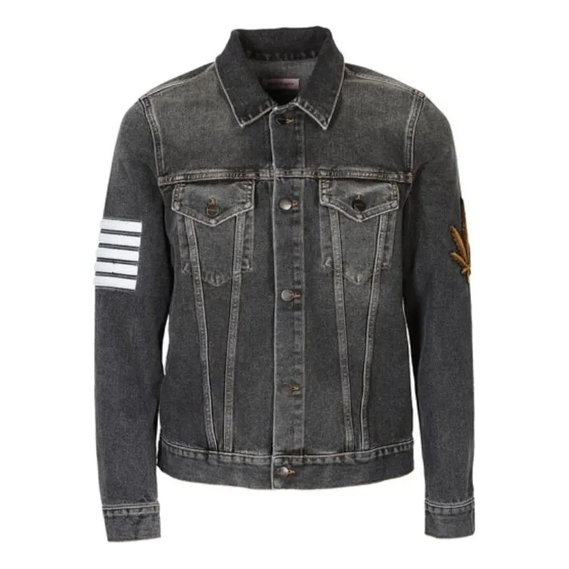 Palm Angels Palm Tree Print Washed Denim Jacket 'Black Wash' PMYE003S182300617601 sold by KicksCrew