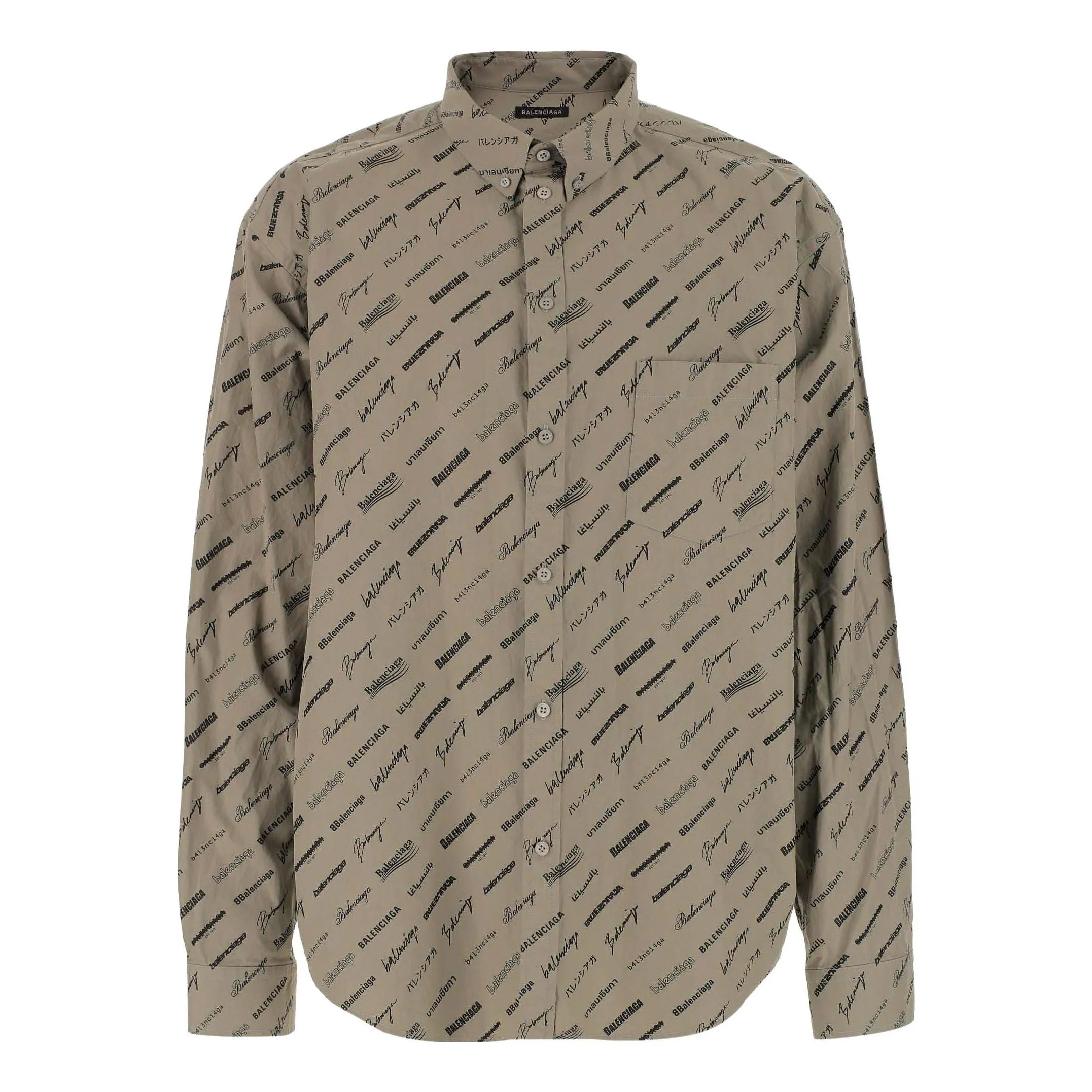 Balenciaga Logomania All Over Long Sleeve Shirt 'Beige' 662983TNLL19763 sold by KicksCrew