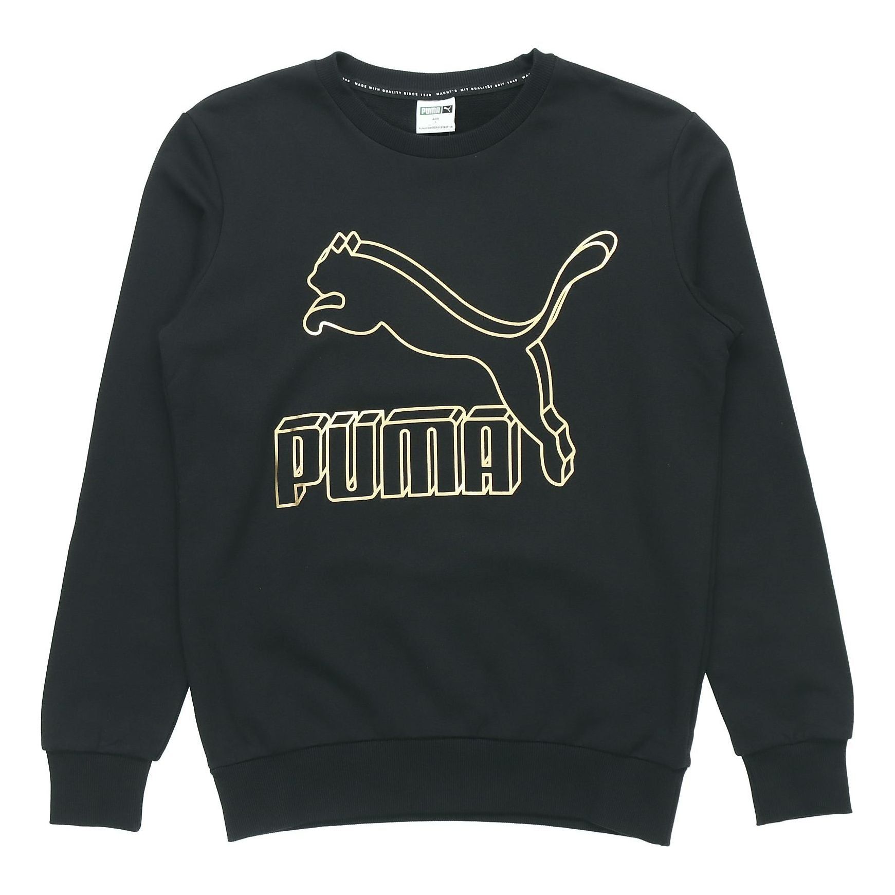 Puma Classics logo Sweater 'Black Yellow' 595892-56 sold by KicksCrew