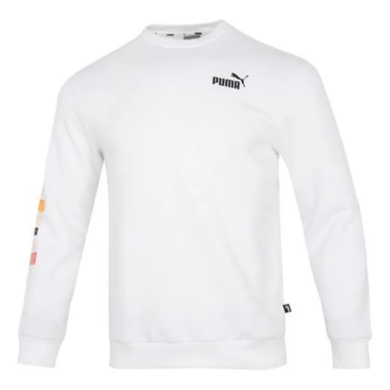 PUMA Ess Logo Repeat Graphic Crew 'White' 675128-02 sold by KicksCrew
