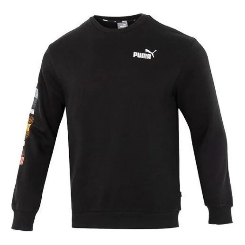 PUMA Ess Logo Repeat Graphic Crew 'Black' 675128-01 sold by KicksCrew