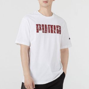 PUMA Explosion Cracks Logo Tee 'White' 671605-02 sold by KicksCrew