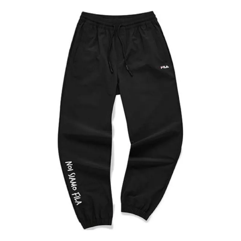 FILA FUSION Letter Printed Woven Tennis Pants 'Black' T11M131806F-BK sold by KicksCrew