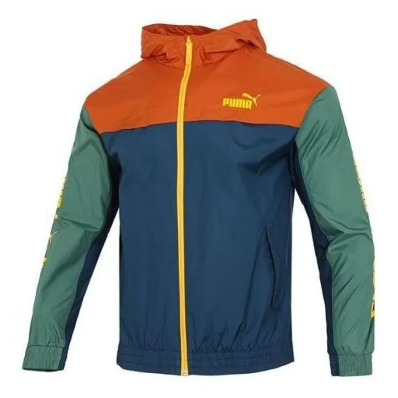 PUMA Colourblock Hooded Windbreaker Logo 'Green' 672425-64 sold by KicksCrew