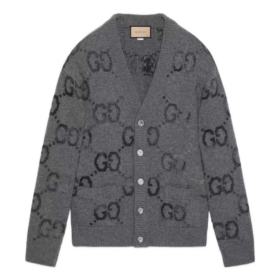 Gucci Wool Cardigan With GG Intarsia 'Grey' 770507-XKDSJ-1128 sold by KicksCrew
