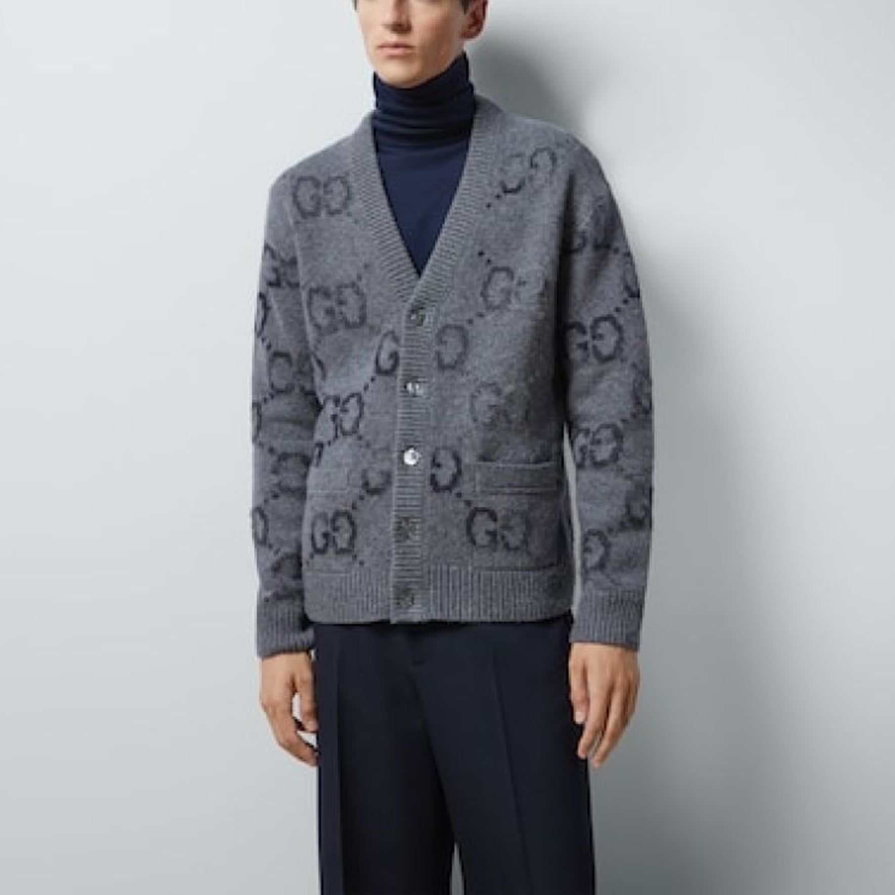 Gucci Wool Cardigan With GG Intarsia 'Grey' 770507-XKDSJ-1128 sold by KicksCrew product image thumbnail 3