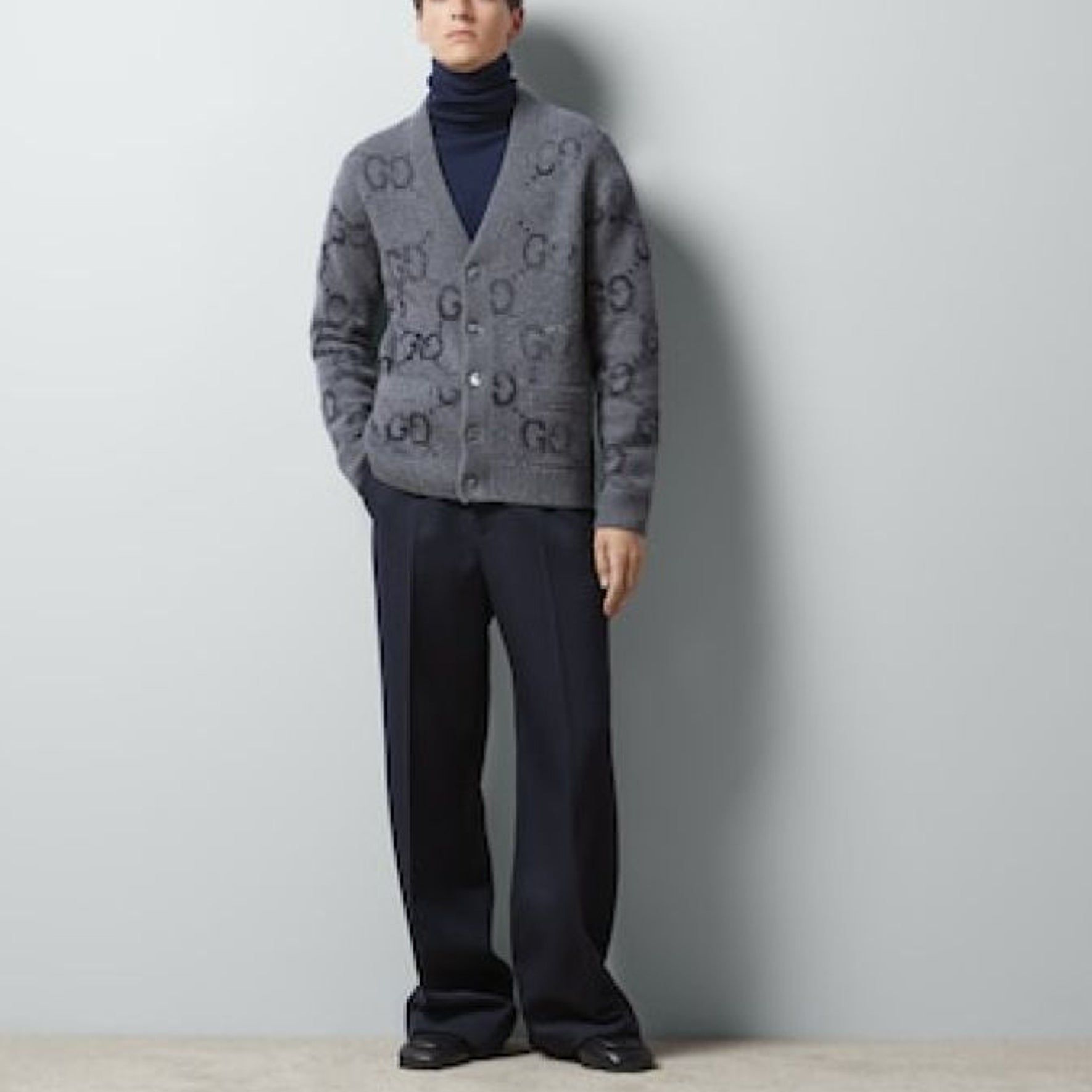 Gucci Wool Cardigan With GG Intarsia 'Grey' 770507-XKDSJ-1128 sold by KicksCrew product image thumbnail 2