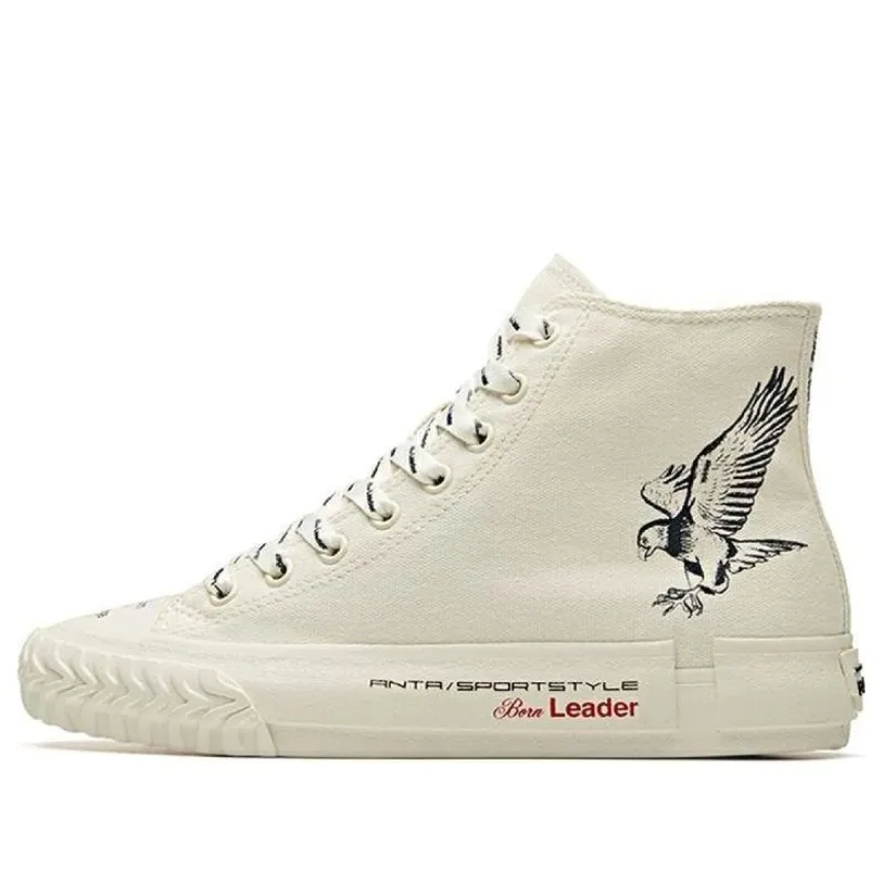 (WMNS) ANTA x Robert Geller Life Series Sneakers Canvas High 'Eagle White Black' 12948680-12 sold by KicksCrew