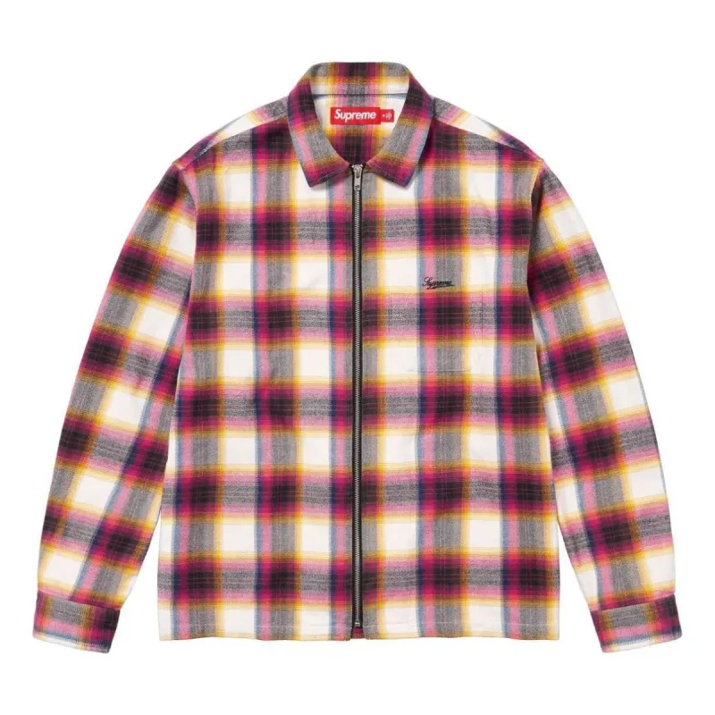 Supreme Shadow Plaid Flannel Zip Up Shirt 'Pink Black White' SUP-SS24-058 sold by KicksCrew