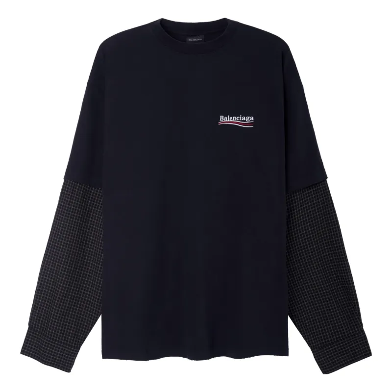 Balenciaga Political Campaign Layered T-Shirt Oversized 'Black' 698631TKVJ19070 sold by KicksCrew