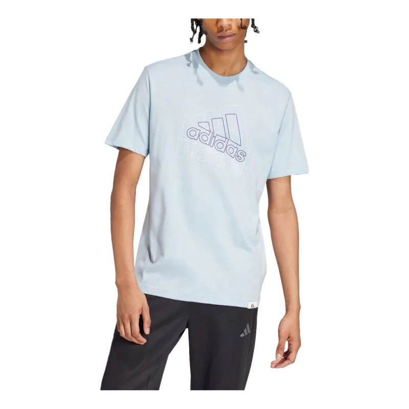 adidas Tech Badge Of Sport Graphic T-shirt Asia Sizing 'Light Blue' JF0662 sold by KicksCrew