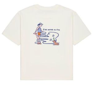 (WMNS) New Balance x PK Illustration T-shirt 'Ivory Blue' NEE26142-IV sold by KicksCrew
