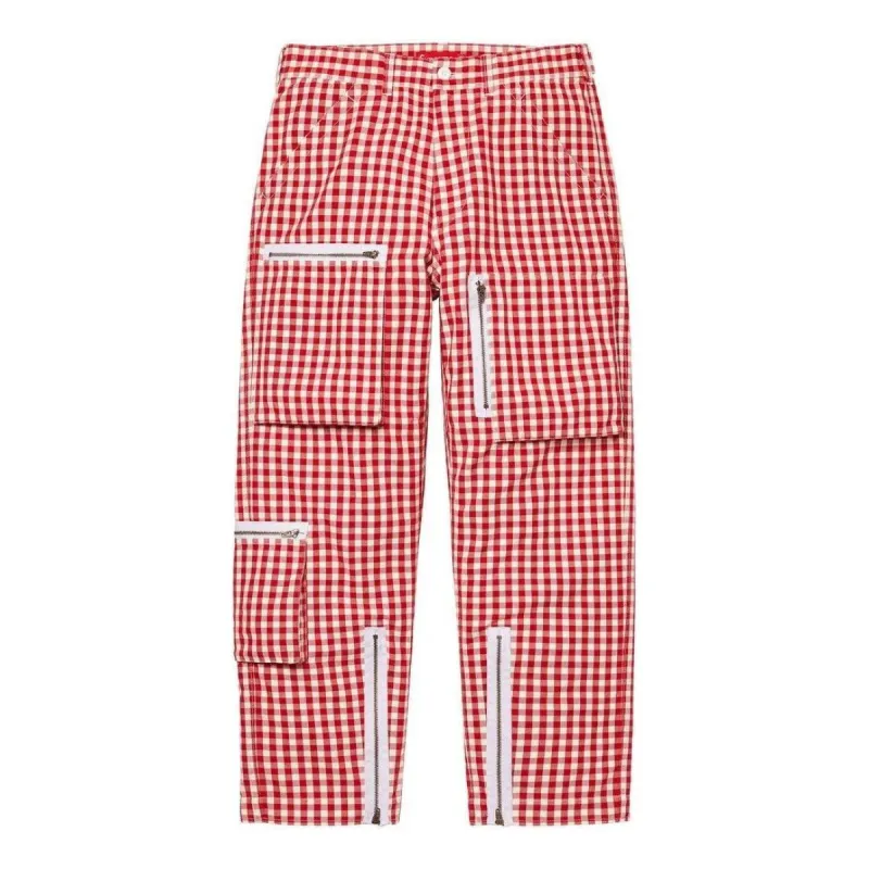 Supreme Gingham Flight Pants 'Red White' SUP-SS23-168 sold by KicksCrew