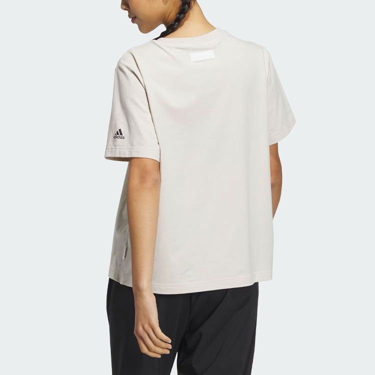 (WMNS) adidas Sportswear Three Stripes T-Shorts 'Beige' IS7403 sold by KicksCrew product image thumbnail 3