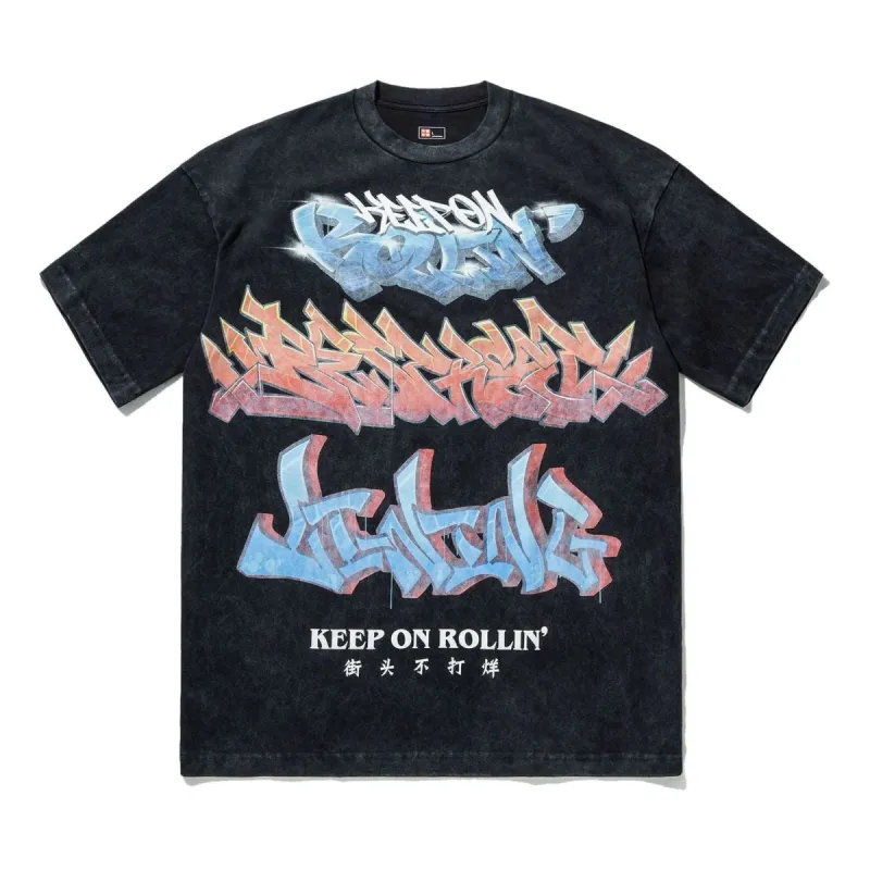 Li-Ning Keep On Rollin Graphic T-shirt 'Washed Black' AHSU207-2 sold by KicksCrew