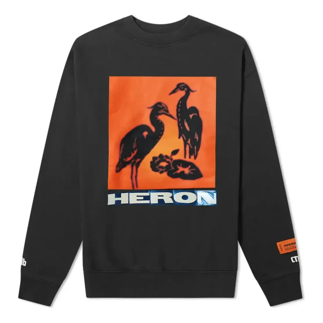 HERON PRESTON Heron Tape Crew Sweatshirt 'Black' HMBA003F198080030488 sold by KicksCrew