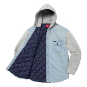Supreme Fleece Hooded Denim Shirt 'Teal Grey' SUP-FW22-743 sold by KicksCrew