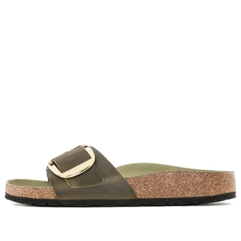 Birkenstock Madrid Big Buckle Natural Leather Oiled Narrow Fit Sandals 'Olive and Green' 1024114 sold by KicksCrew