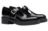 (WMNS) PRADA Brushed-leather Mary Jane T-strap Shoes 'Black' 1E834M_055_F0002_F_B050 sold by KicksCrew
