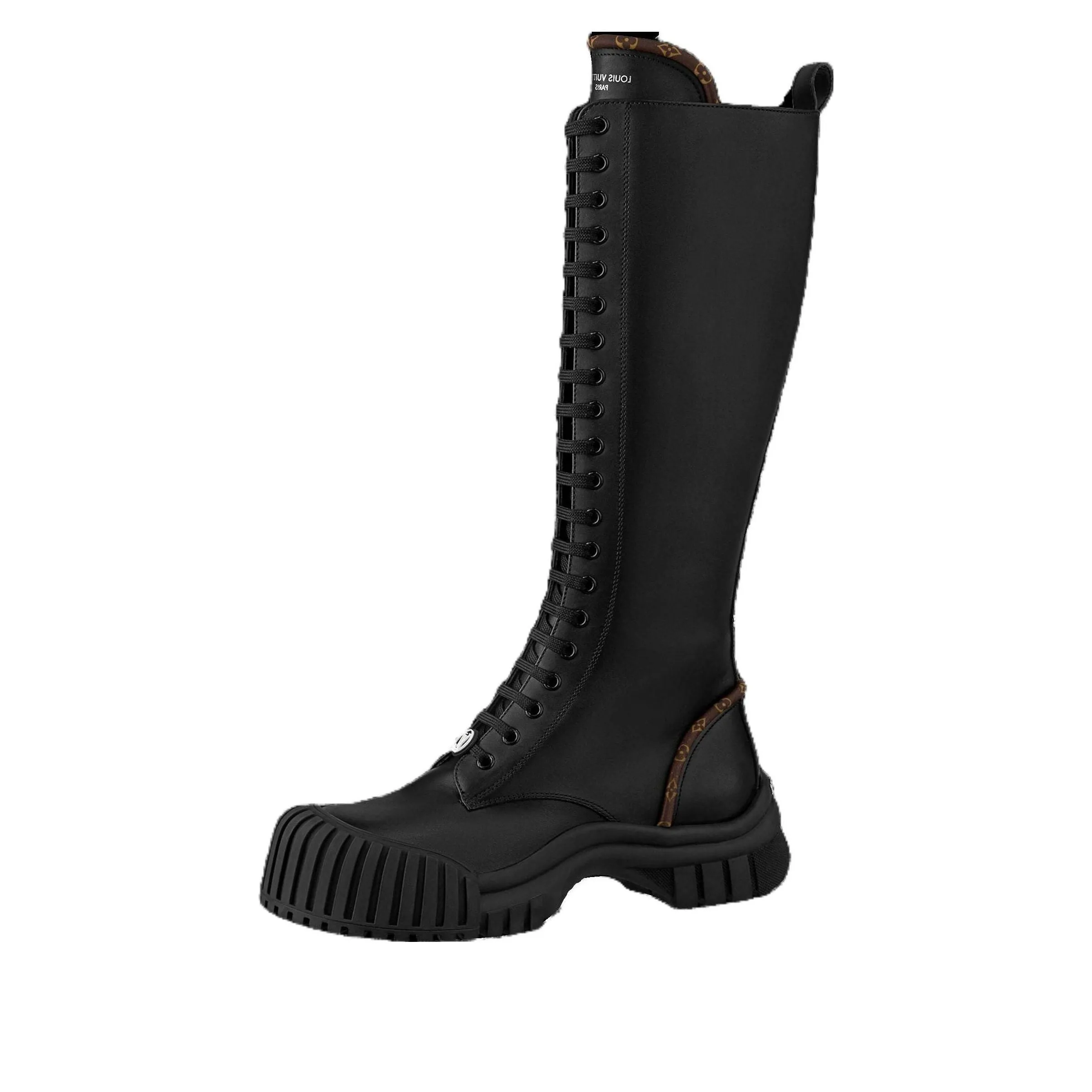 (WMNS) LOUIS VUITTON Ruby Flat Ranger Knee Boots 'Black' 1AB47R sold by KicksCrew