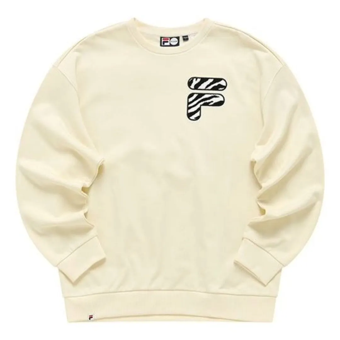 FILA FUSION Logo Printed Sweater 'Beige Black' T11U216207F-IV sold by KicksCrew