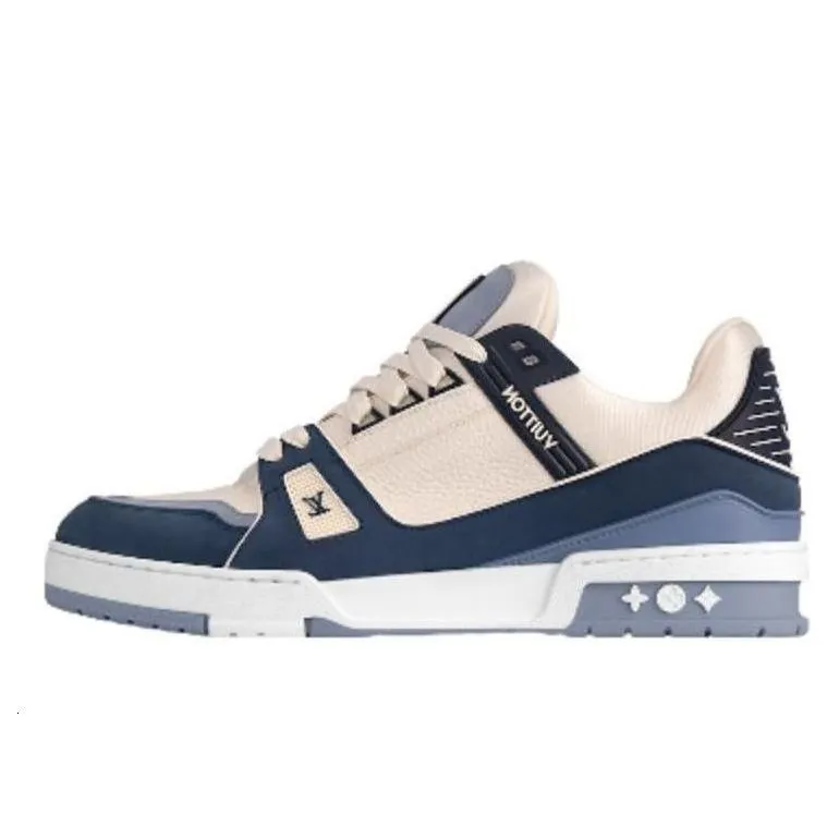 LOUIS VUITTON LV Trainer Sneakers 'Blue Beige' 1ABNKD sold by KicksCrew