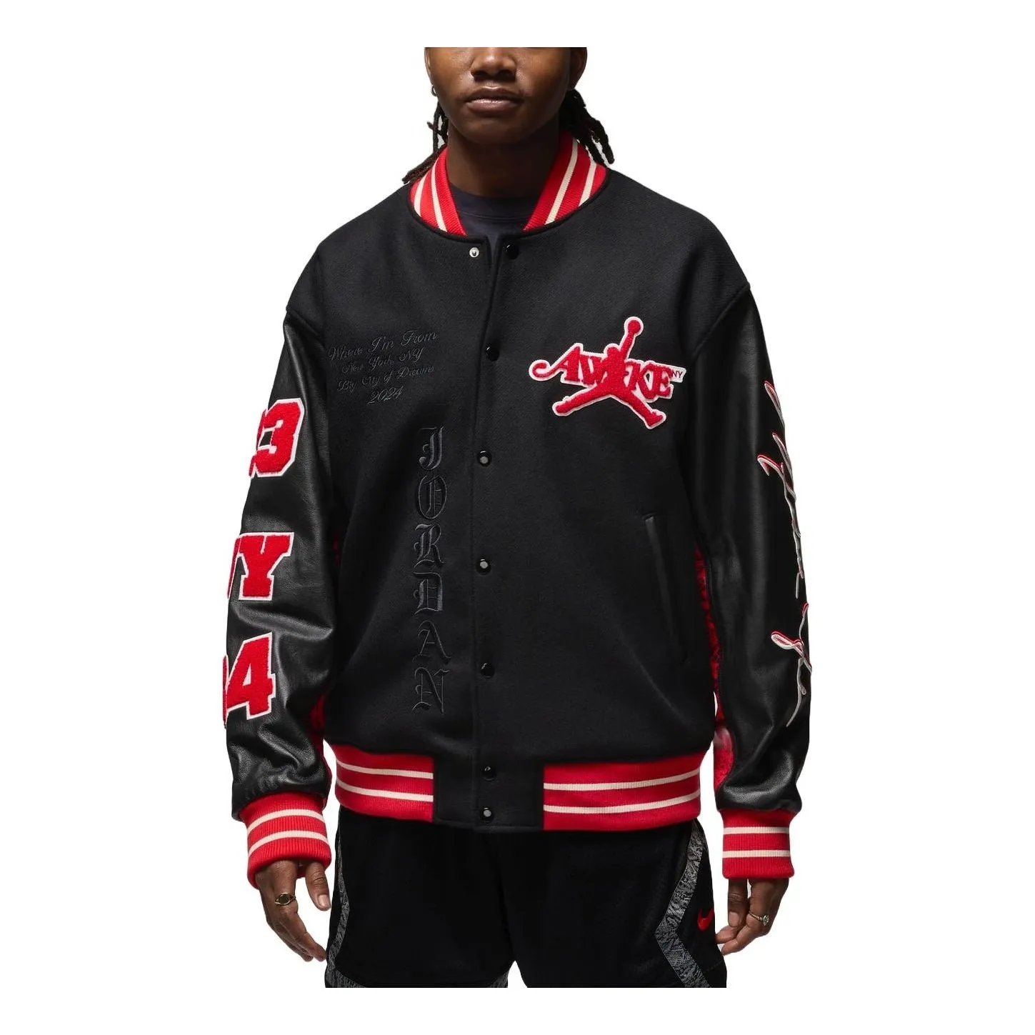 Air Jordan x Awake NY Varsity Jacket Asia Sizing 'University Red Black' FQ5440-657 sold by KicksCrew