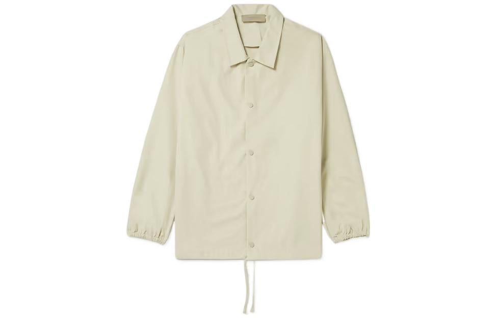 Fear of God Essentials FW22 Logo-Flocked Cotton-Blend Coach Jacket 'Wheat' FOG-FW22-299 sold by KicksCrew product image thumbnail 2